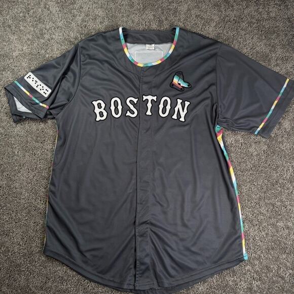 Red Sox Other - Red Sox Pride Disability Gray Large Jersey Special Ticket Embroidered Hook Loop